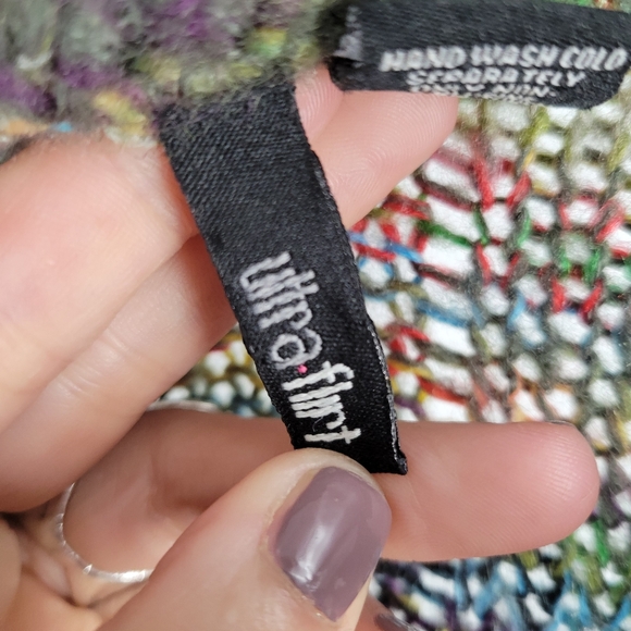 Y2K Vintage Open Knit Space-Dye Sweater Dress Rainbow, Black - Picture 14 of 15